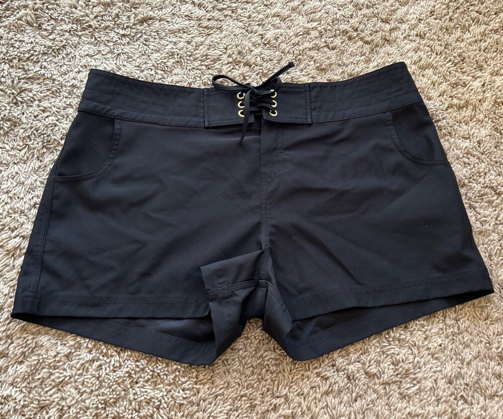 La Blanca size L Swim Cover-up Shorts BLACK Board Shorts Pockets Resort Wear E26